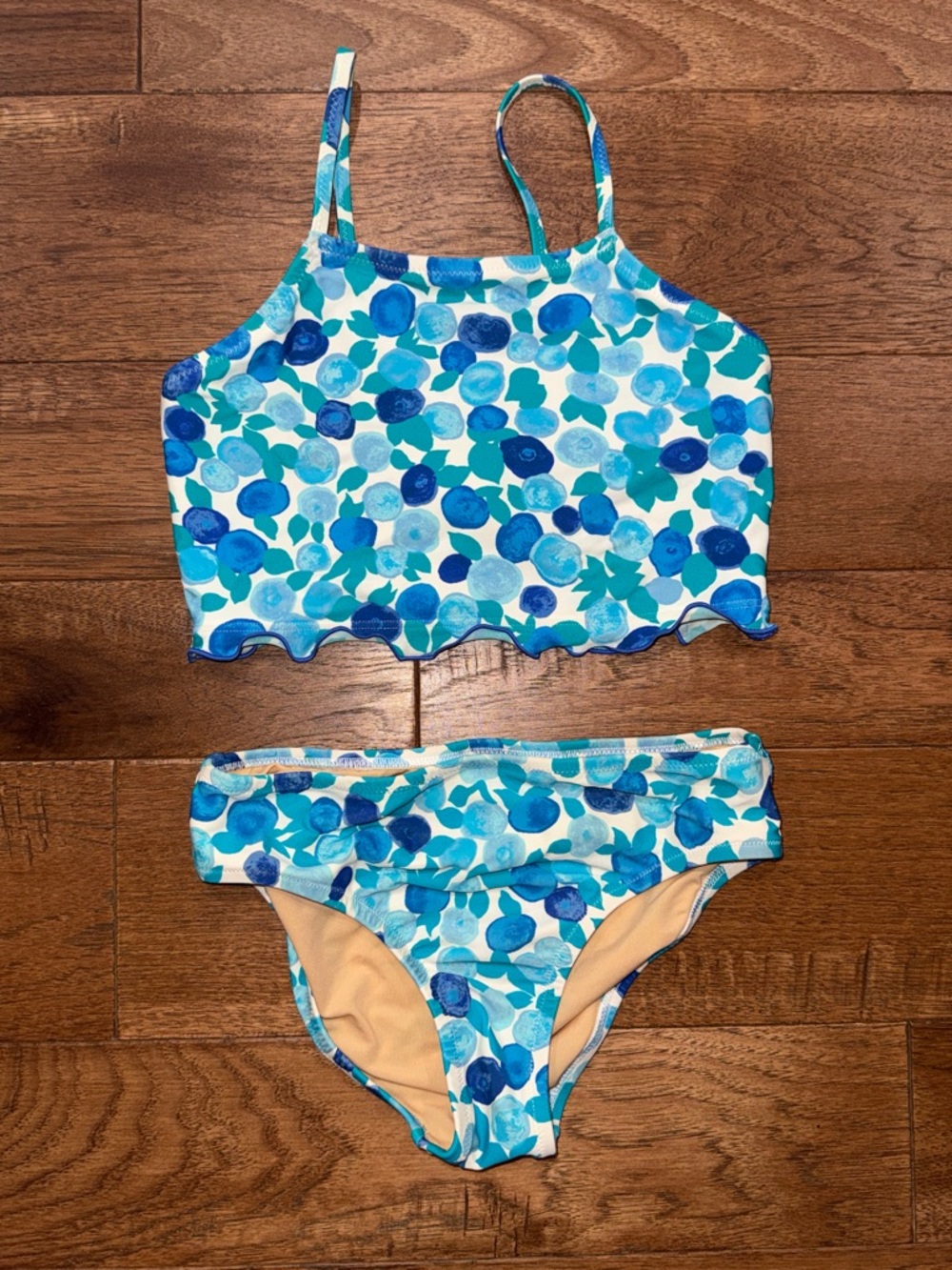 J Crew Crewcuts Girls Bikini Set - Floral Blueberry - Size 6-7